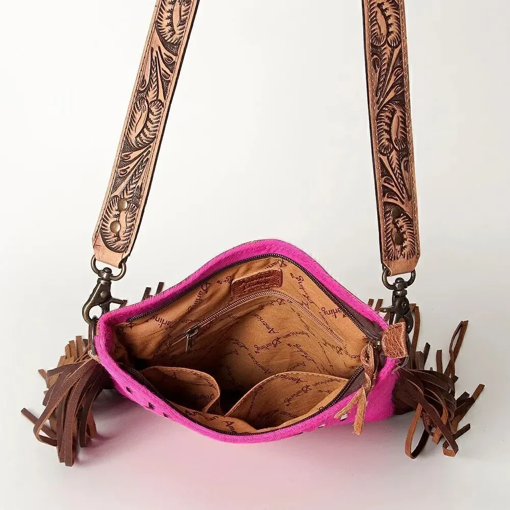 Genuine Western Leather Womens Yeehaw Messenger Bag Cady American Darling New